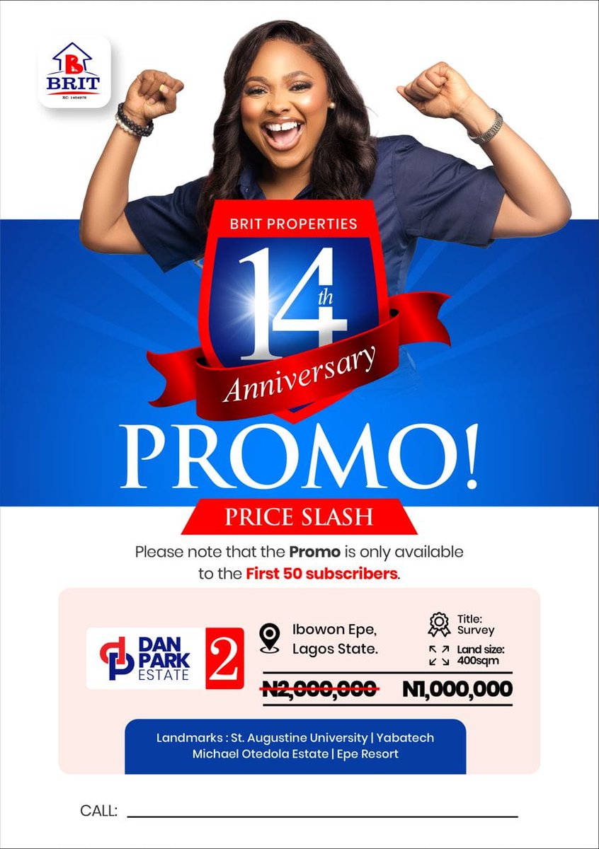 Oluwapoly1's tweet photo. By tomorrow, I'd share with you some of the reasons you should invest in the Dangote Refinery and the proposed Lekki International Airport axis. Please don't miss out.
Call or WhatsApp me on: 08081245101
Email: usen.polycarp@britproperties.ng https://t.co/mRLhmqHWeA