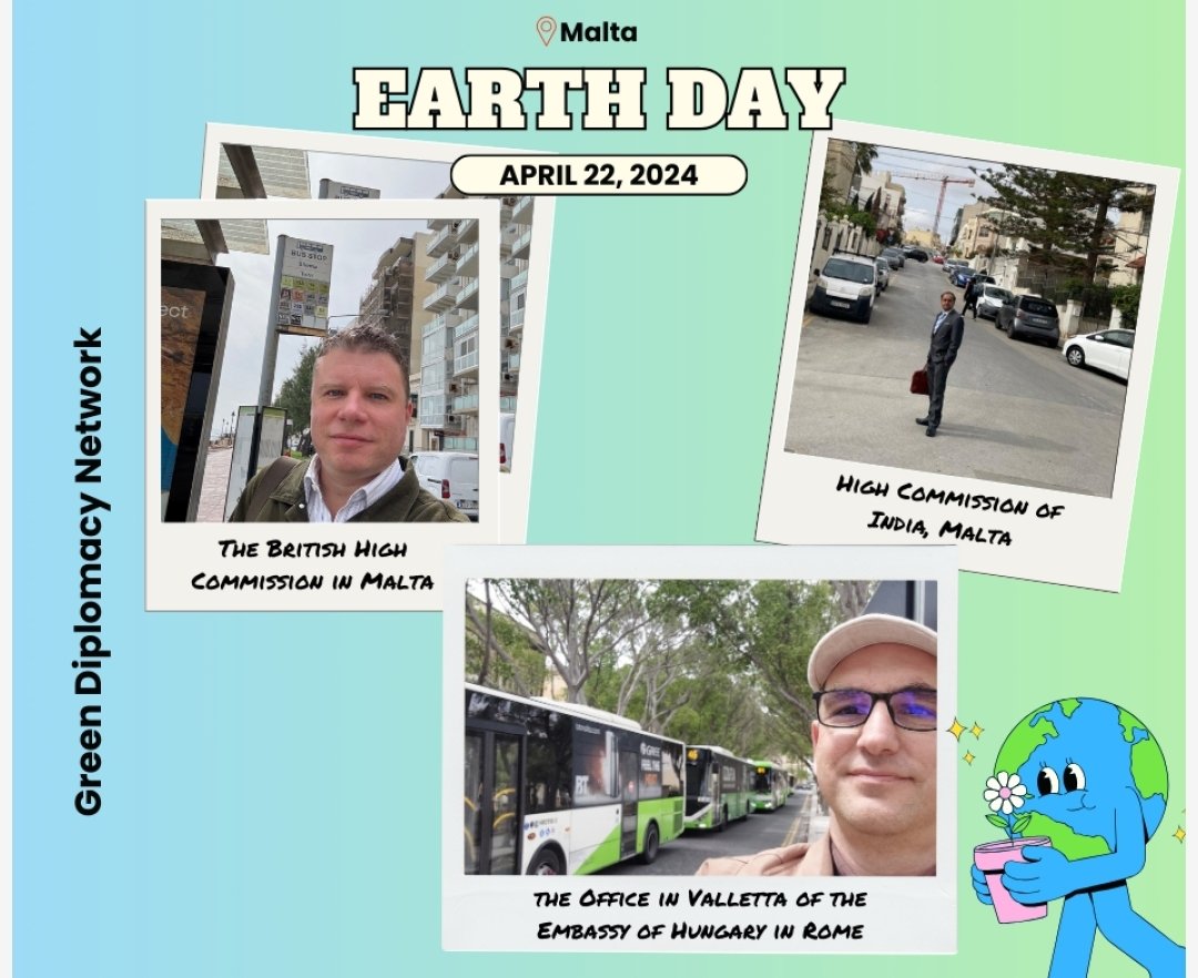 Happy #EarthDay2024 ! The #GreenDiplomacyNetwork have opted for greener modes of transport today, arriving at their place of work by foot, bicycle, public transportation or carpooling. We encourage everyone to incorporate greener practices to conserve and protect our planet!