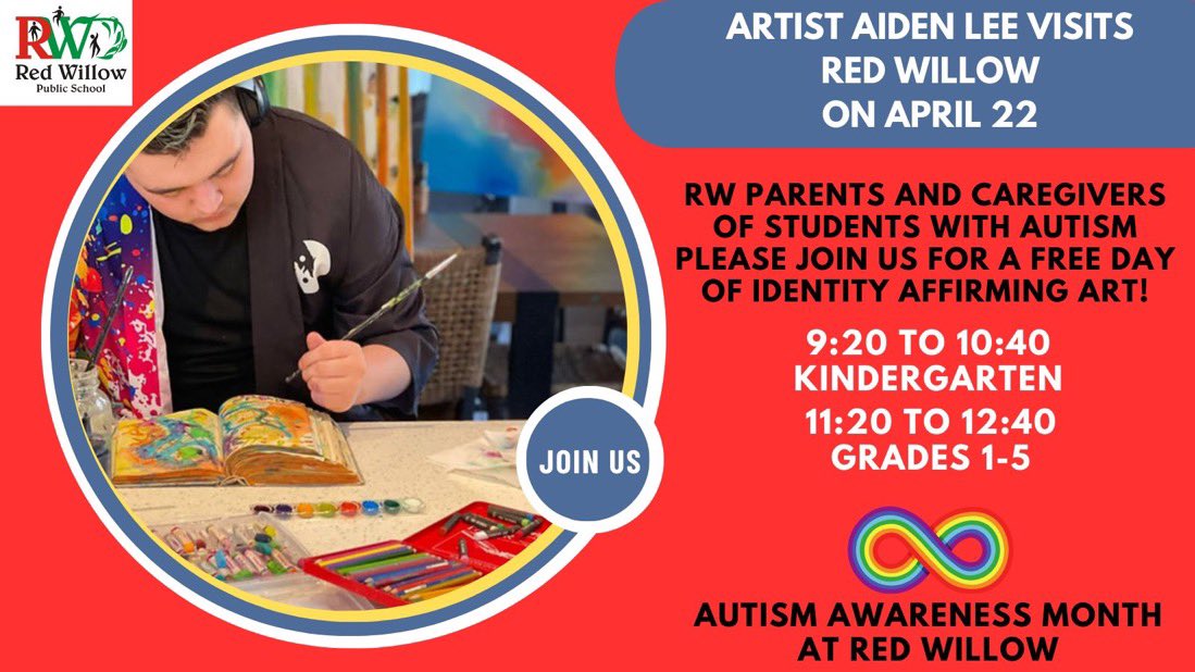 Today @RedWillowPS with students, parents & caregivers for 2 inspirational art classes. It was a morning of colourful fun with lots of laughter and happiness in our community!! #AutismAwareness #ArtisticExpression #AutismAcceptanceMonth