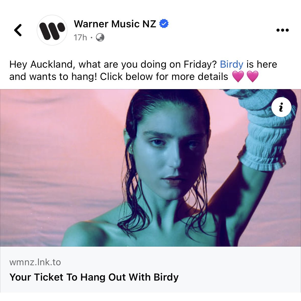 jasminevdb's tweet photo. hi to all birdy fans who are going to niall’s show in auckland, nz on apr 26! 

warner music nz’s giving away limited meet &amp; greet passes for birdy before the show starts 🥰 

details: https://t.co/k0Geh2bibl

#birdy #niallhoran #TheShowLiveOnTour #tslot https://t.co/DvijuJyNcZ