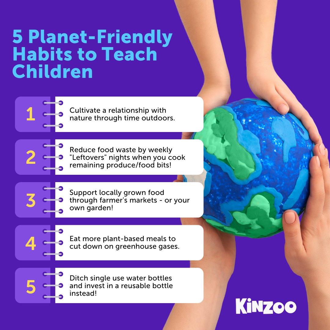 Happy Earth Day! 🌍 Let's empower the next generation with 5 simple Planet-friendly habits. Together, we can make a big difference!