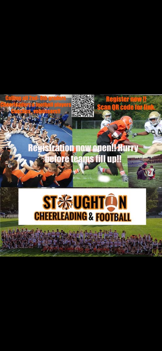 CoachEvans_SHS's tweet photo. Youth football and cheerleading is BACK IN STOUGHTON. Register today for a chance to be a part of a great re-built. I am excited to partner with @STOYAC to grow the program.

⬛️🟧⬛️🟧

@BlackKnights_AD @StoughtonPS @HockomockSports https://t.co/TSeciWr4jM