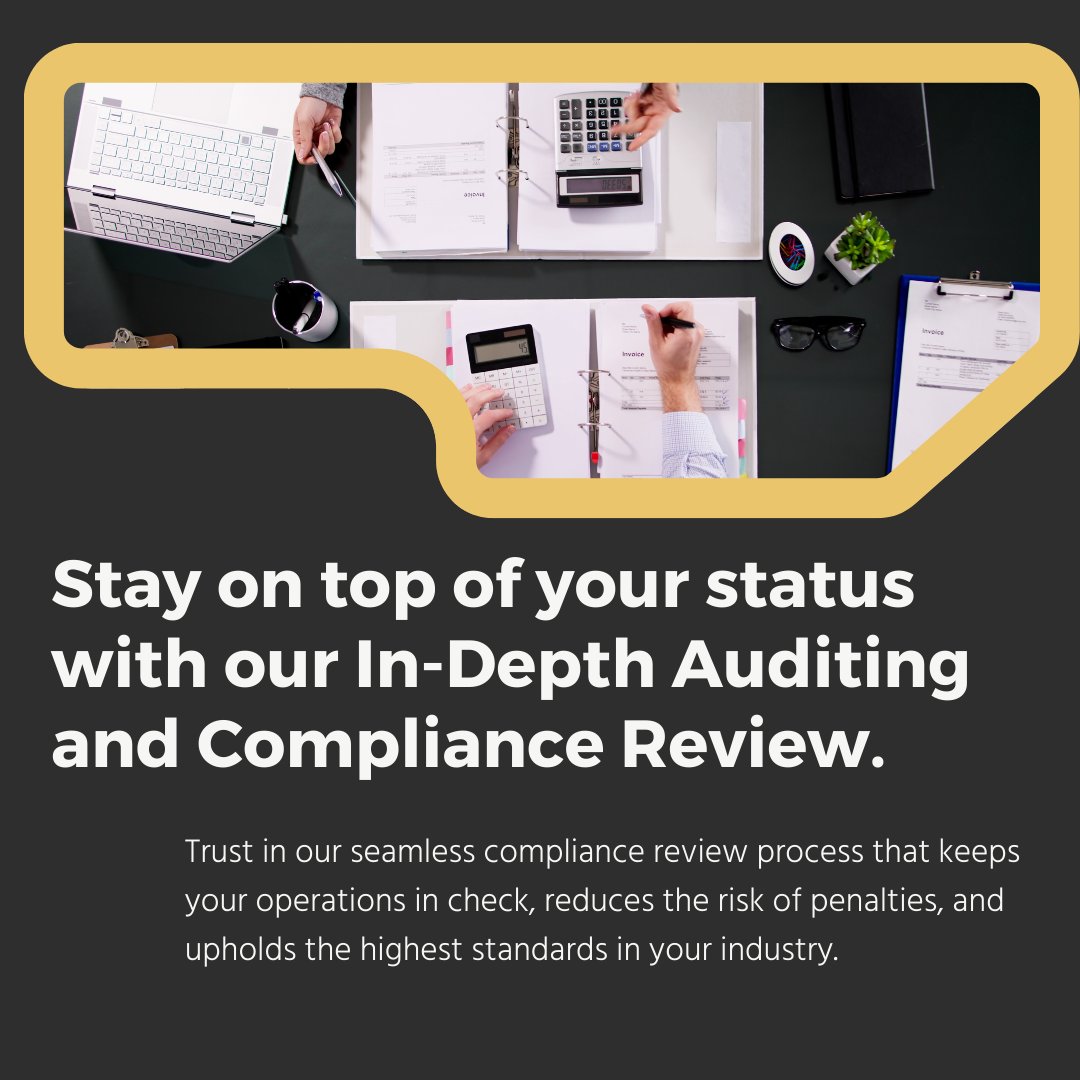 ✅Stay Ahead of Compliance with Real-Time Auditing and Review!✅ 
Gain peace of mind with our in-depth auditing and #ComplianceReview. 
Discover how #RealTimeInsights can empower your business to navigate regulatory challenges and #StayCompliant. 
bit.ly/KWXManufacturi…