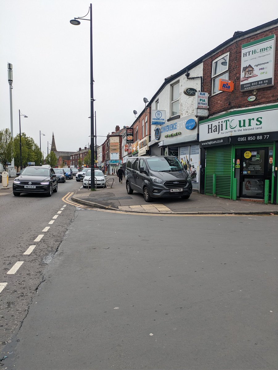 Over 2 hours parked here on the pavement in #Levenshulme 
Typical behaviour and a regular blocker of  the pavement