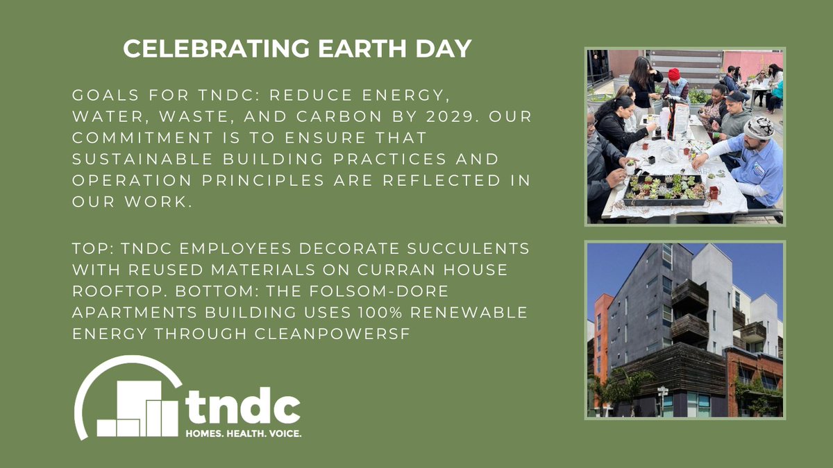 TNDC is committed to building housing that positively impacts tenant health and the environment. We hold the belief that we should treat the planet with respect and play our role in mitigating climate change through sustainable operations. ow.ly/ymK150RkjFr #earthday