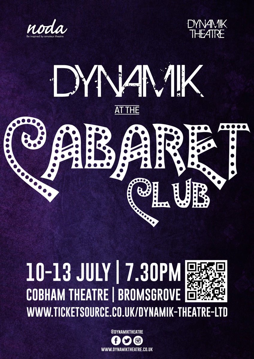 🎺Dynamik at the Cabaret Club 🎺
📅 10th - 13th July 2024
📍 Cobham Theatre, Bromsgrove.
💵 £16 - £20
🚪 Doors open 6.30pm
🎭 Show begins at 7.30pm
🎟 - ticketsource.co.uk/whats-on/broms…
