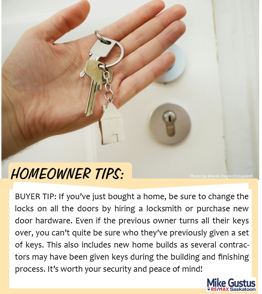 TIP TUESDAY! An important tip if you're a new home buyer.
#TuesdayTip #NewHome #HomeBuyerTips #HomeSecurity #PeaceOfMind #Locksmith #RealtorTips #MovingTips #HomeSafety