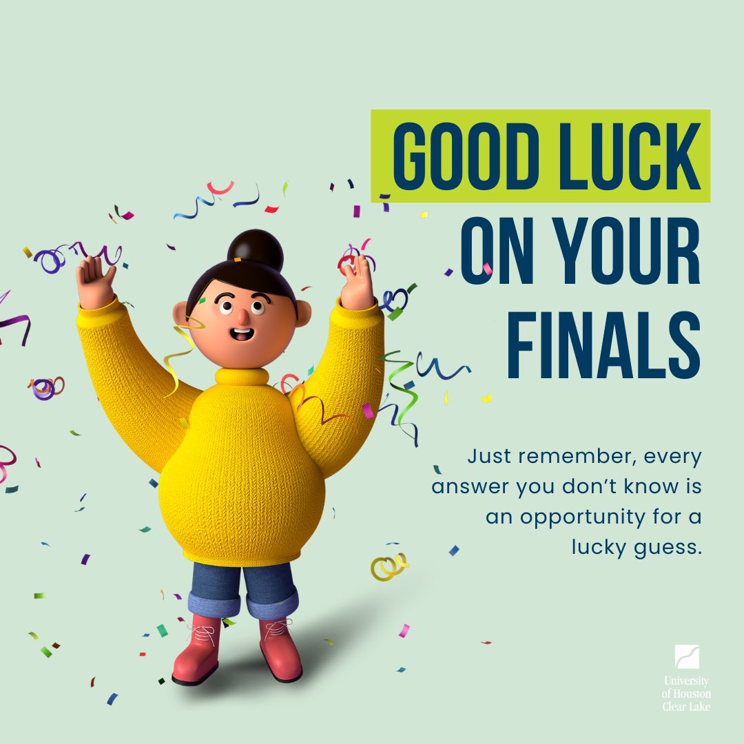 Good luck on your remaining exams during this spring semester🤞🏼👨‍💻The OIAS office is rooting for you😎💪🏼       

#finals #exam #spring #semester #uhcl #oias #international