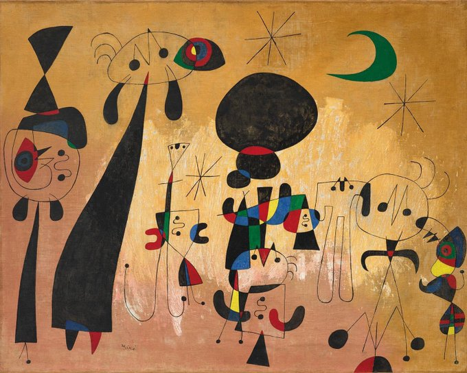 Joan Miró, Peinture (Femme Lune Étoiles) 1949 - #HistoryofArt #HistoryofPainting #Museum #OnlyArt