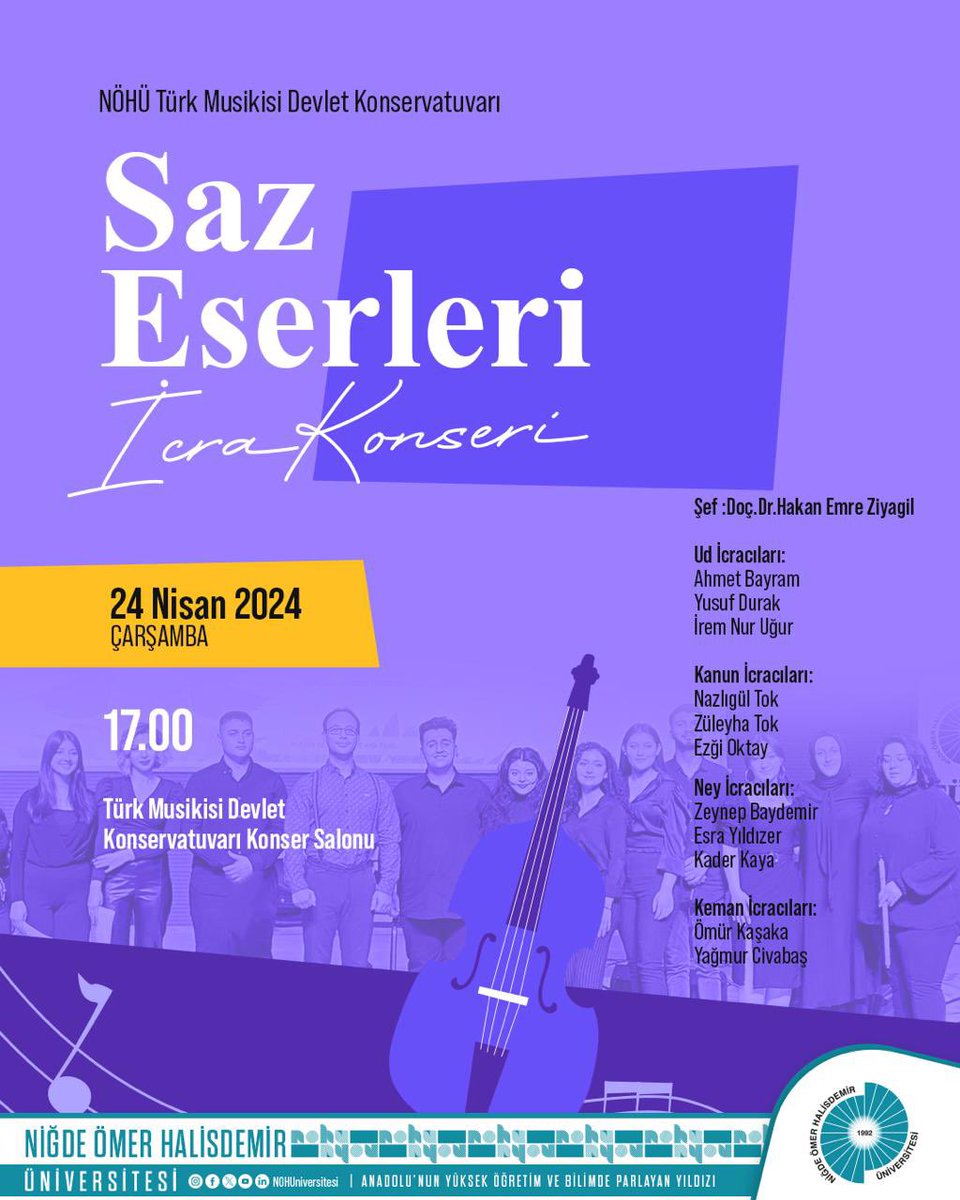 Türk Musikisi Devlet Konservatuvarımızdan Saz Eserleri İcra Konseri...🎶🎙️ @DrHasanUslu #NÖHÜ #Niğde