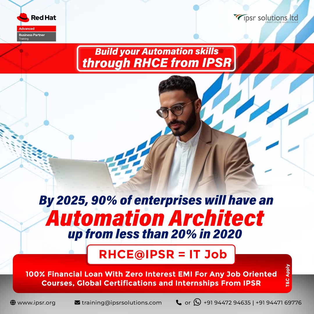 𝐑𝐞𝐝 𝐇𝐚𝐭 𝐋𝐢𝐧𝐮𝐱 𝐀𝐮𝐭𝐨𝐦𝐚𝐭𝐢𝐨𝐧 𝐰𝐢𝐭𝐡 𝐀𝐧𝐬𝐢𝐛𝐥𝐞! Learn More: ipsr.org/rh294-red-hat-…... 📧 training@ipsrsolutions.com 📞 𝟗𝟒𝟒𝟕𝟐𝟗𝟒𝟔𝟑𝟓 | 𝟗𝟒𝟒𝟕𝟏𝟔𝟗𝟕𝟕𝟔 #redhat #automation #redhatlinux #24yearsofipsr #ipsr #ansible #techcelerating_careers