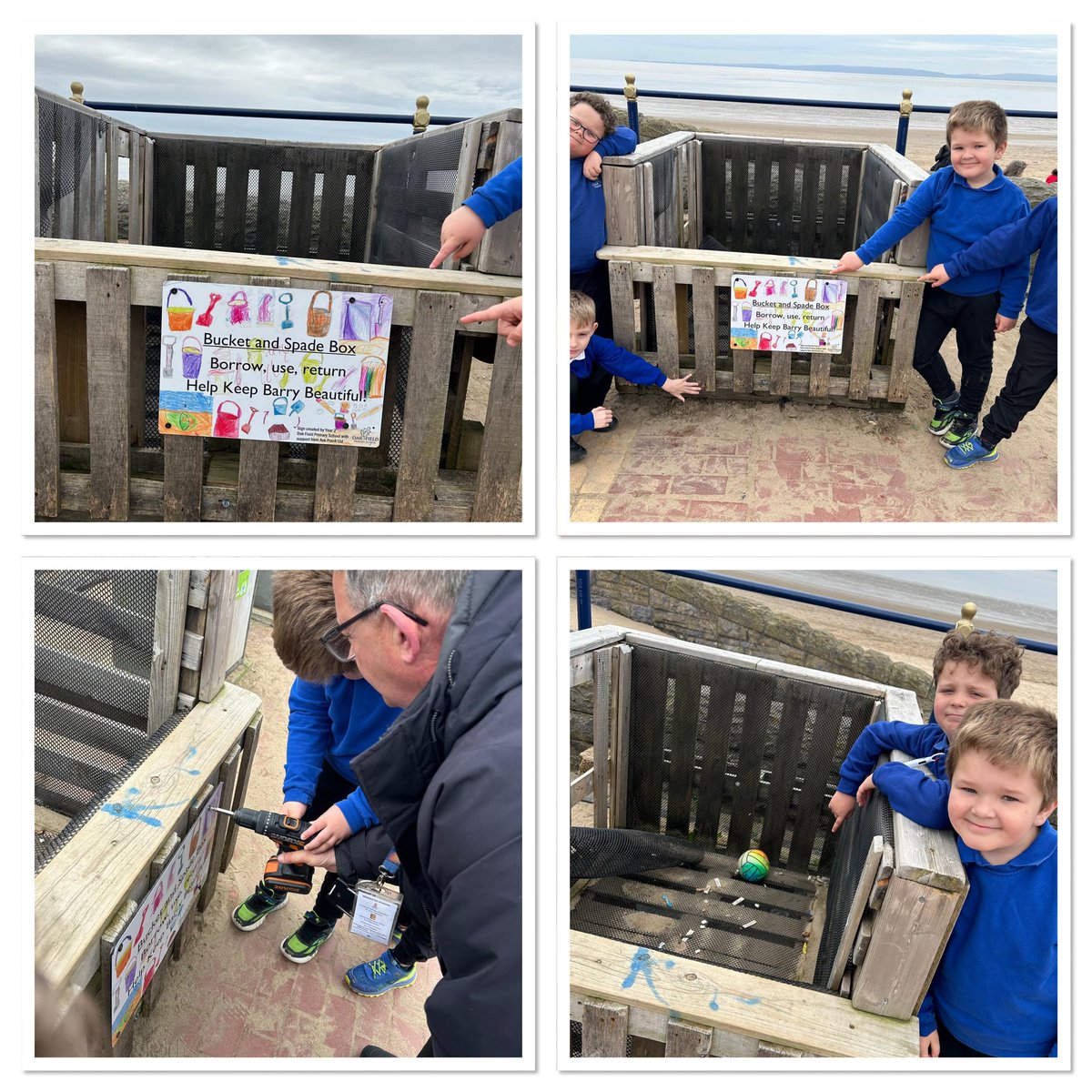 It’s finally up! Dosbarth Beech were so proud to put up the sign for the bucket and spade box today which they planned and designed - Borrow, use, return - let’s keep Barry beautiful! @Keep_Wales_Tidy @VOGCouncil