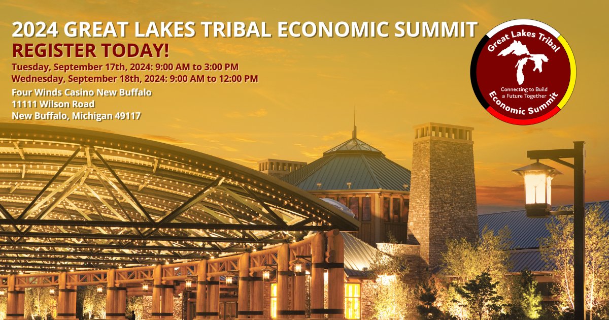 Join us at the 2024 Great Lakes Tribal Economic Summit and unlock endless opportunities for growth and collaboration. Act fast! 🚀 Secure your spot today and save with early bird pricing. #TribalEconomy REGISTER HERE: bit.ly/4c588II