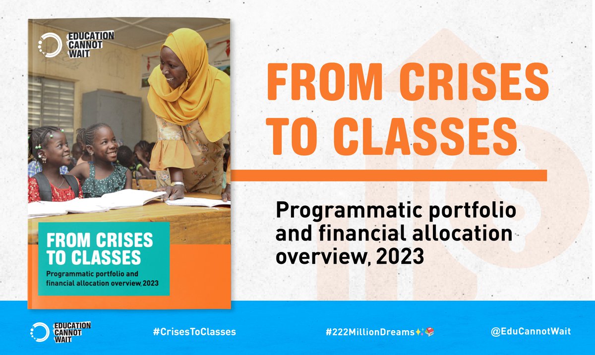 From #CrisesToClasses: #ECW 🆕Programmatic Portfolio & Financial Allocation Overview

Learn more about ECW-funded #EiEPC & dive in for insights on our 2023 investments, financial allocations by country/education level/gender & more!

educationcannotwait.org/resource-libra…
#222MillionDreams📚✨