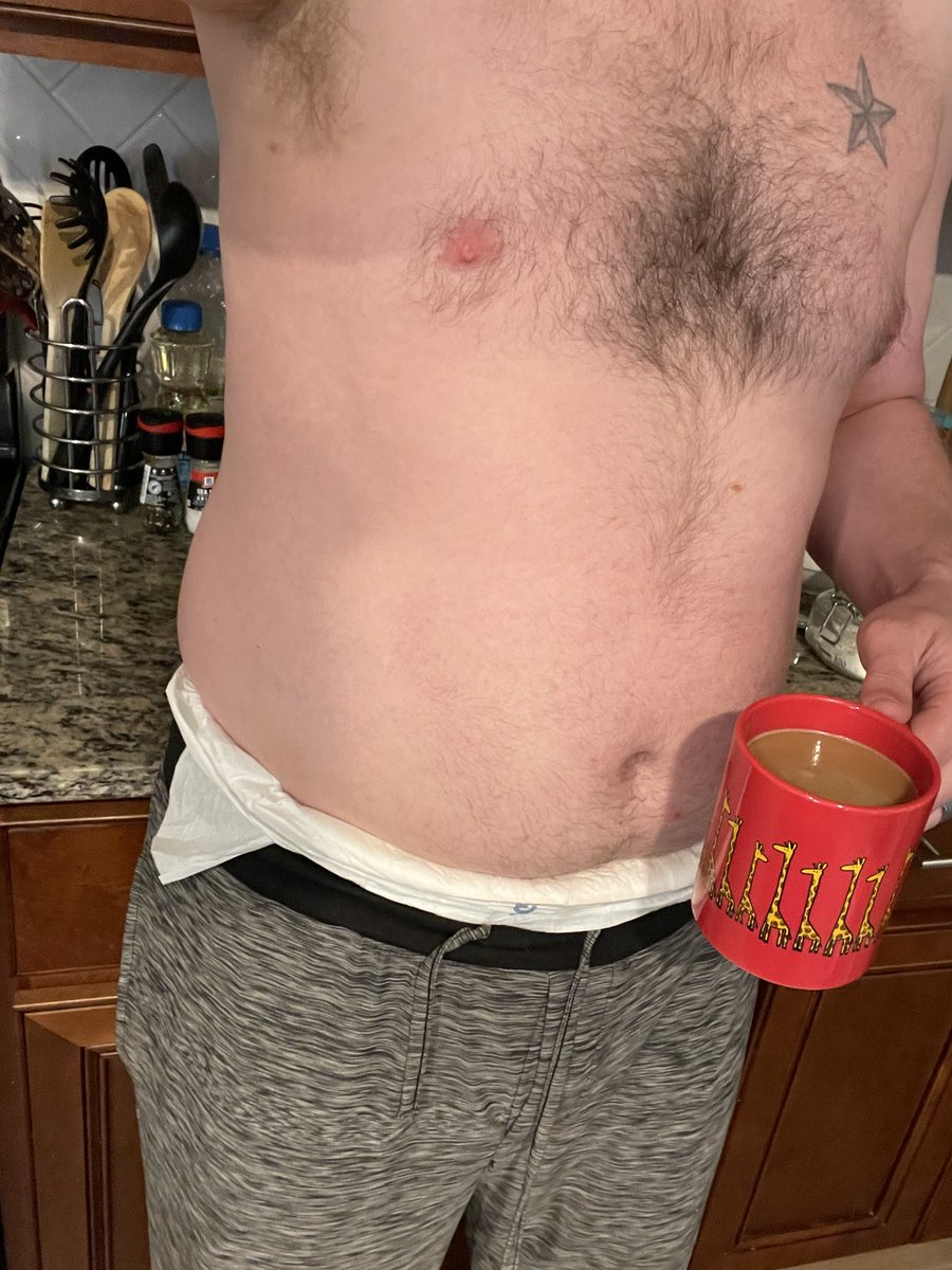 PupScampAB's tweet photo. Good morning kiddo! Papa just needs his morning coffee… then we can get you changed and ready for daycare! https://t.co/gYrnXC4vgn