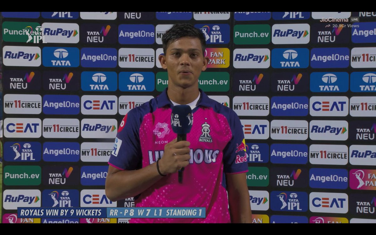 Jaiswal said 'I want to thank Sanga sir & Sanju Bhai for supporting & giving me the opportunity'.