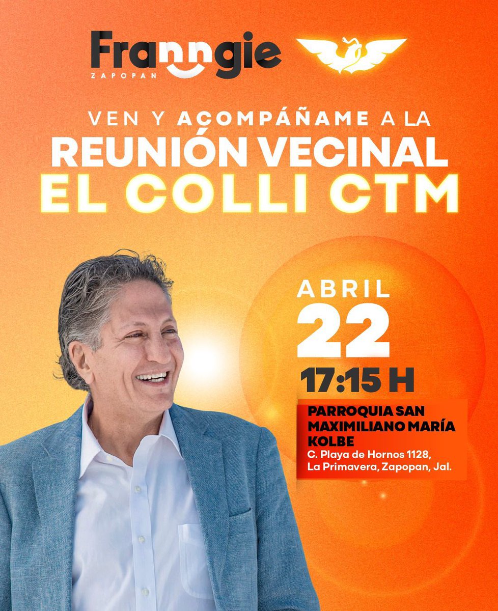 ElenaOrtizMS's tweet photo. Seguimos en #Movimiento y no nos detenemos, hoy estaremos acompañando a nuestro candidato @juanjosefrangie a visitar la colonia #elcolli CTM.
Él sigue trabajando, trabajando y trabajando y nosotros a su lado por un #Zapopan #AOtroNivel 🧡🍊 https://t.co/HIFNLuGjwd