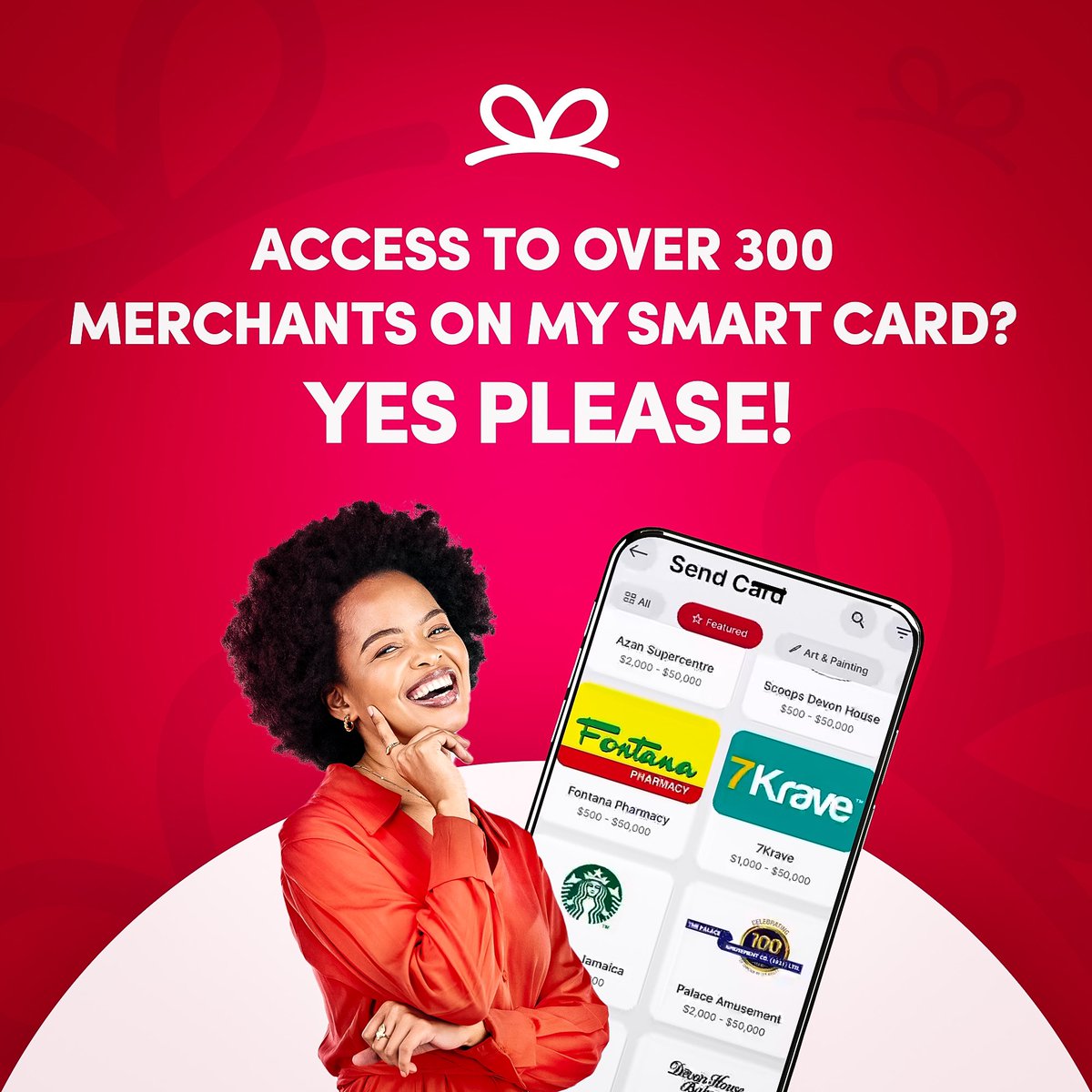 Unlock access to over 300+ merchants with ONE smart card.

Giftme, convenience at your fingertips!
#giftme #digitalgiftcard #smartcard #gifting #jamaicatech
