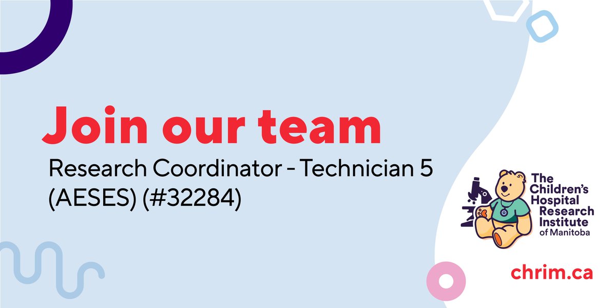 PROMISE is hiring a Research Coordinator! In this role, the successful candidate will support co-leads of the PROMISE research theme, which aims to advance childhood cancer research in Manitoba.
Learn more + apply (posting #: 32284): viprecprod.ad.umanitoba.ca/default.aspx