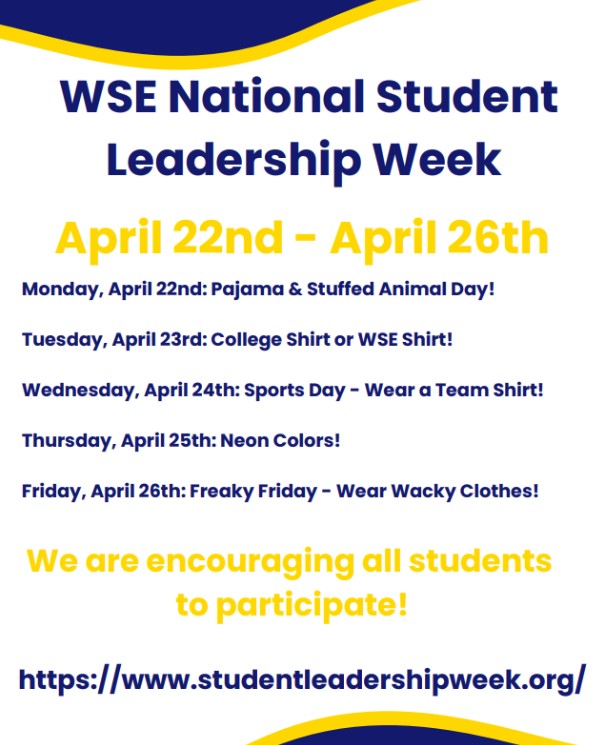 It's National Student Leadership Week! Shout out to all our student leaders in Student Council and National Elementary Honor Society. You ROCK!💙💛 @WSE_PTO @WSE_library @WSEfirsties @WSE_2ndgrade