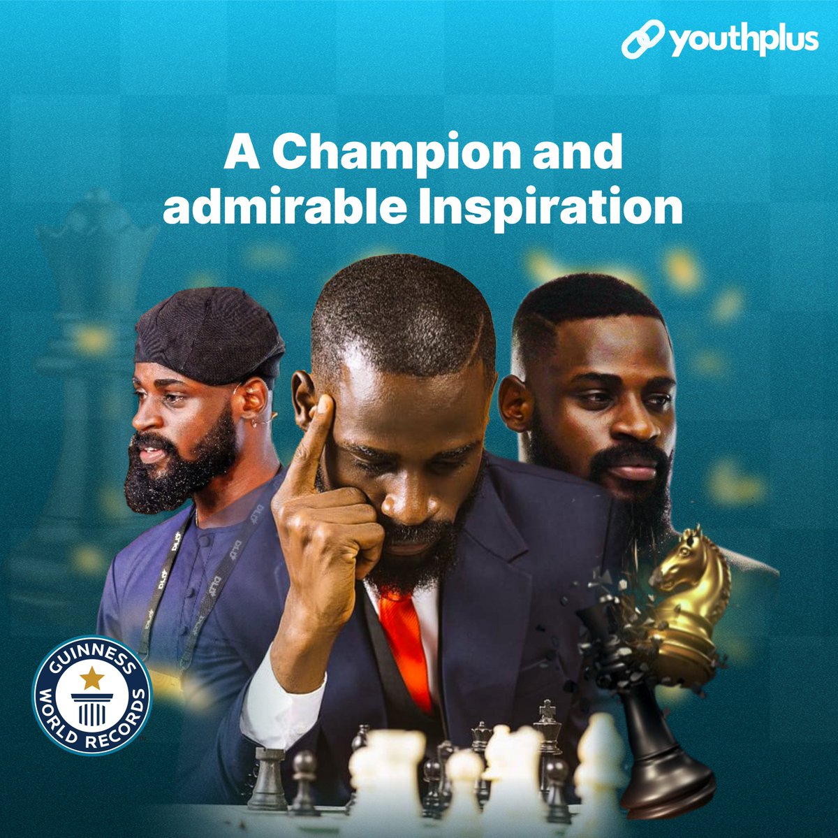 From breaking the world record to empowering young minds in Lagos slums, he shows us greatness isn't just a title; it's a mission.

His moves aren't just strategic; they change lives!

Kudos Champ!💪 @Tunde_OD

#youthplus #connectingyouths #inspiringchange #chess #worldrecord