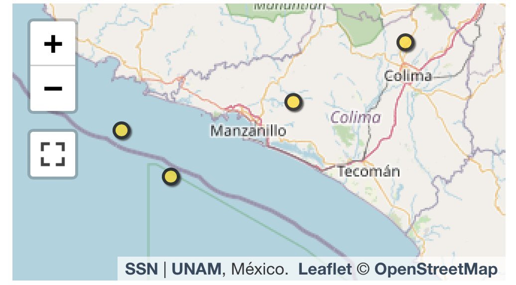 #Sismos | 18 sismos registró el Servicio Sismológico Nacional este domingo en la región. Fue un enjambre sísmico en la placa de Cocos. 

1. Autlán, Jalisco magnitud 3.3. 
2. Cihuatlán, Jalisco, magnitud 4.1.
3. Cihuatlán, Jalisco, magnitud 4.0.
4. Coalcoman, Mich., magnitud 3.8.