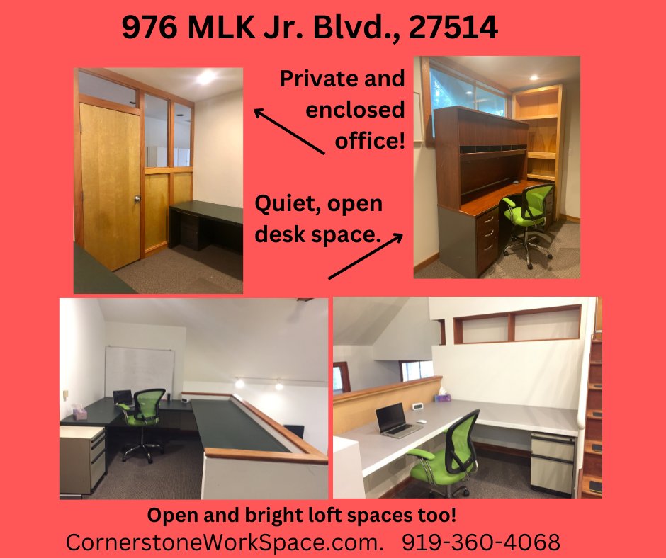 WorkCornerstone's tweet photo. Need a private office space? 
✨
Perhaps you're looking for something more open like a desk or a loft space!
🪑
With so many options under one roof, you simply can't go wrong!
🏢
Inquire today, and make The Cornerstone Building your next work home. 
💻 https://t.co/gcvDOhCCCL