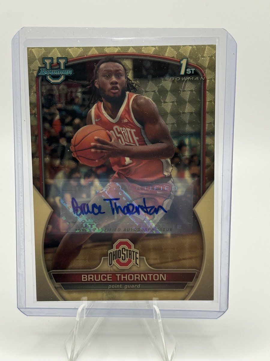 gettin_ripped1's tweet image. Can anyone help with the value? 1/1 bowman 1st auto of Bruce Thornton. #casehit #gettinripped #shortprint #bowman #sportscards #collegebasketball #1stbowman #1of1