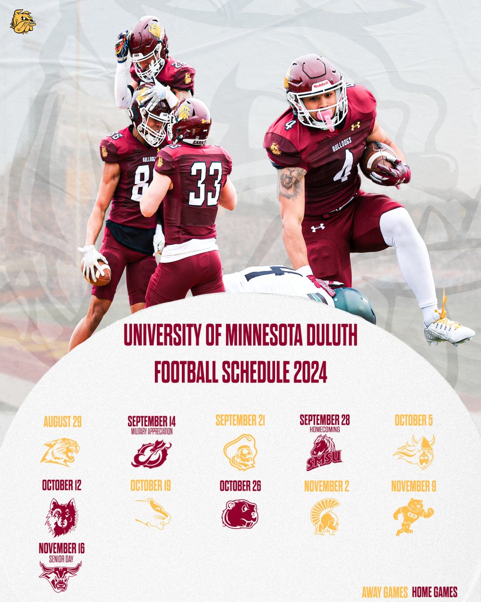 .<a href="/UMD_Football/">UMD Football</a> Announces 2024 Schedule

More on the 2024 Schedule: umdbulldogs.com/news/2024/4/22…