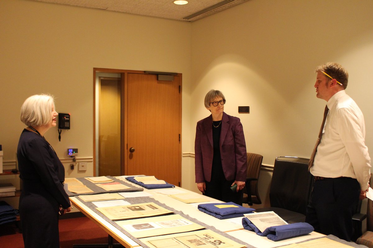 We had the pleasure of welcoming former @Harvard President Drew Gilpin Faust last week, prior to the Newberry Award Dinner. Drew met with the Newberry's Will Hansen and President Astrida Orle Tantillo for a tour of our historic building and a presentation of collection materials.