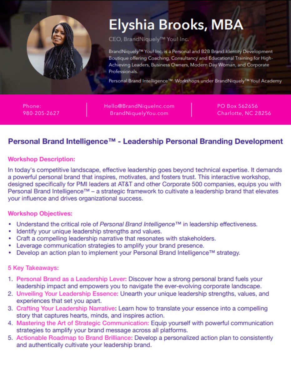 Hello WOA FL/PR Members  We invite you to join us on April 24th at 11AM EST/10AM CST We will have Elyshia Brooks CEO, BrandNiquely You Inc talking to us about Personal Brand Intelligence-Leadership Personal Branding Development ◾️DM us for webinar registration link #WomenOfATT
