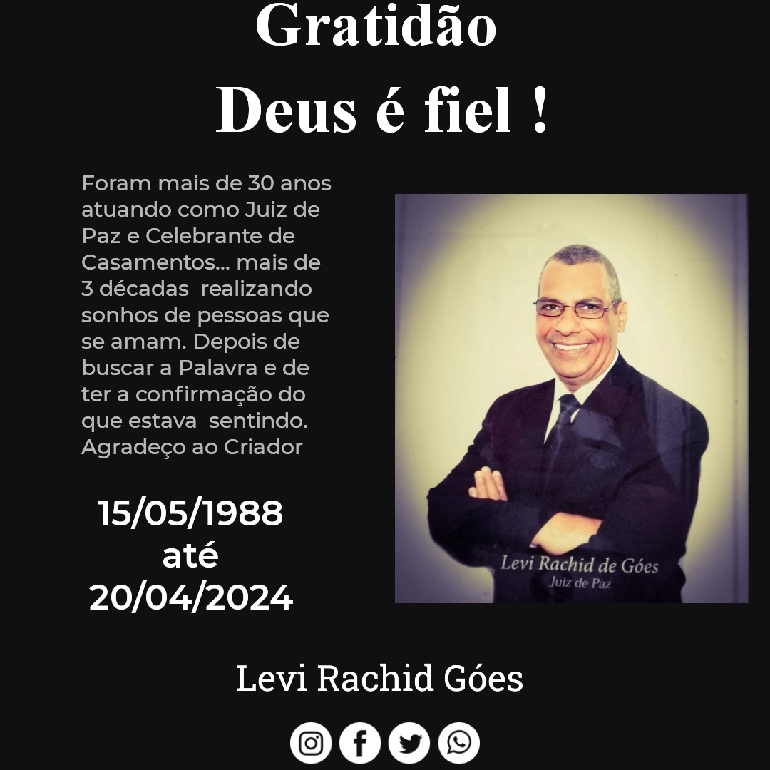 LeviRachid's tweet photo. Atividades enceradas como Juiz de Paz e Celebrante em 20/04/24. O Nome de Deus seja eternamente louvado ! https://t.co/zpUDorM8XK