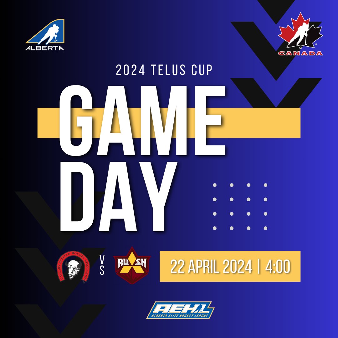 The 2024 Telus Cup starts today! @aaabuffs play their first game against the Sydney Rush at 4:00PM MST.

Watch➡️bit.ly/Telus_Game1

#AlbertaBuilt | #AEHL | #TelusCup | @HockeyAlberta | @HockeyCanada