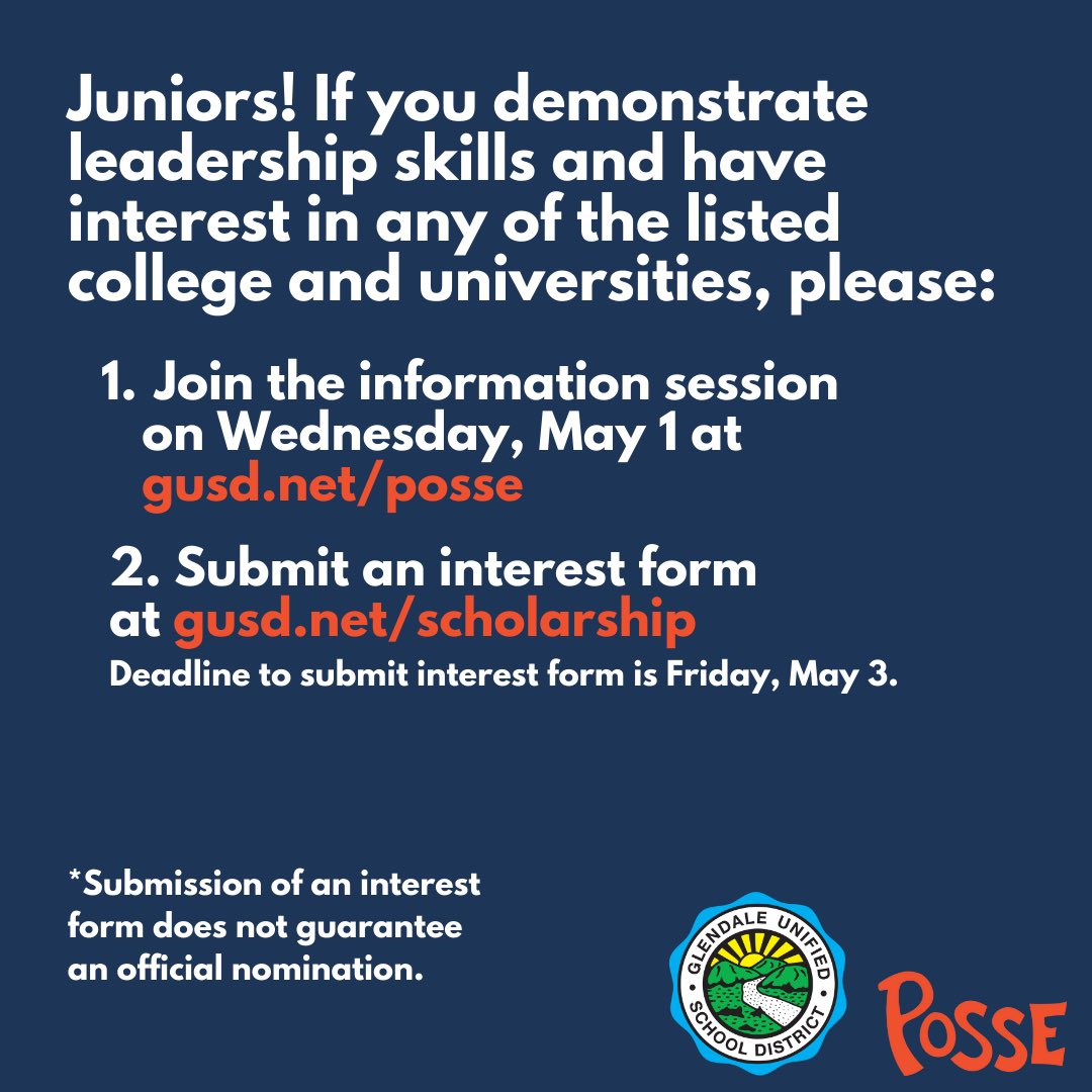 crescentavhs's tweet photo. 🎓 Hey CVHS Class of 2025! The Posse Foundation, backed by Barack and Michelle Obama, offers full-tuition scholarships and career mentorship! Join our virtual meeting on May 1, 5:30-6:30 pm to learn more. Don't miss out! Check our Linktree for details: https://t.co/xjm8WIwWZx https://t.co/MWuU63yQxb