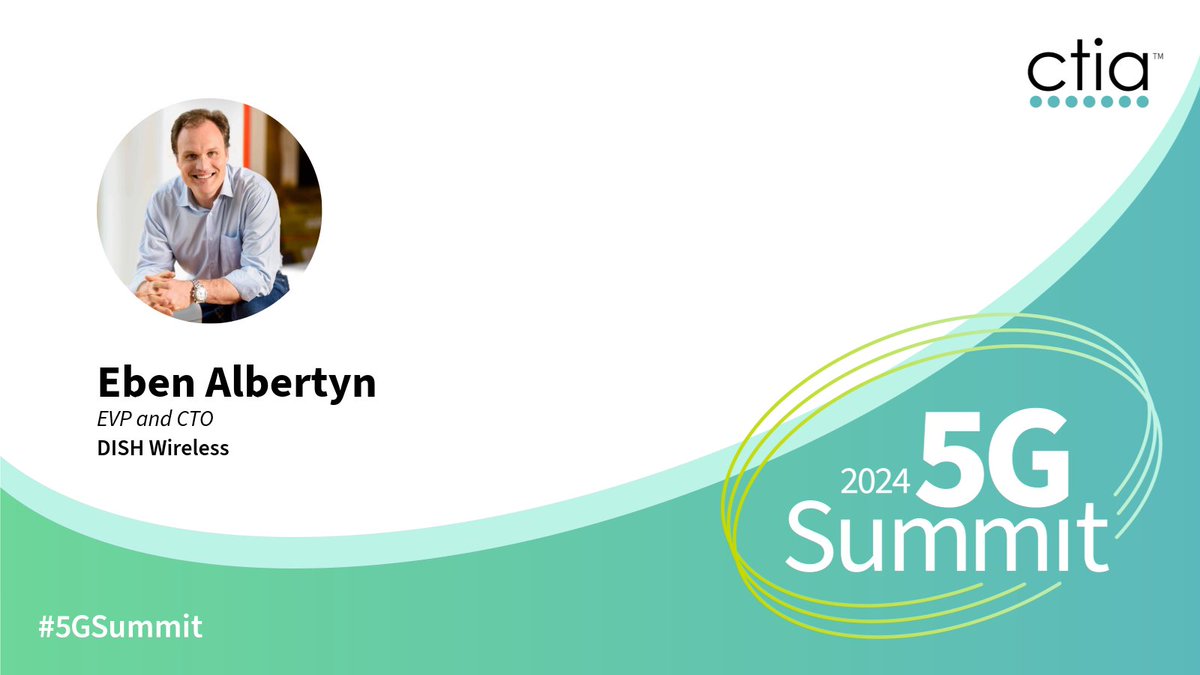 CTIA (@ctia) on Twitter photo On May 6, our #5G Summit will bring together #wireless industry leaders to discuss #5G's transformative impact, including Eben Albertyn, <a href="/dishwireless/">DISH Wireless</a> EVP & Chief Technology Officer. Follow along at #5GSummit. On May 6, our #5G Summit will bring together #wireless industry leaders to discuss #5G's transformative impact, including Eben Albertyn, <a href="/dishwireless/">DISH Wireless</a> EVP & Chief Technology Officer. Follow along at #5GSummit.