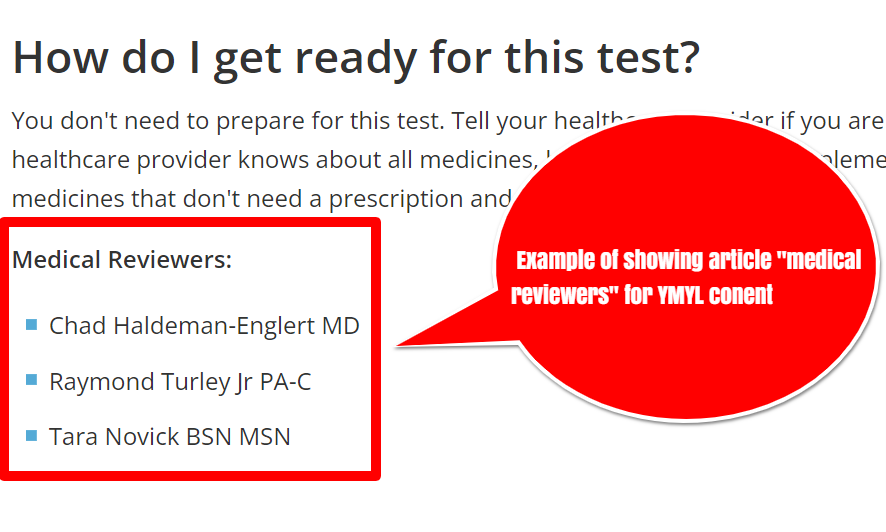 An example on the University of Rochester Medical Center for how to display author and medical reviewers on YMYM articles. hillwebcreations.com/healthcare-sit…