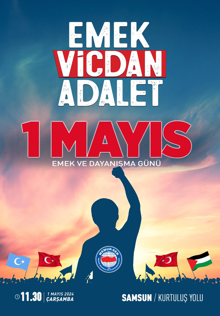 Emek, Vicdan ve Adalet İçin 1 Mayıs Emek ve Dayanışma Günü'nde Samsun’dayız Küresel sömürüye, savaşa, Gazze ve Doğu Türkistan’daki soykırıma karşı haykırmak için; Adil paylaşım, insan onuruna yaraşır ücret, emeğin, emekçinin sesini yükseltmek için Samsun Kurtuluş Yolu Tütün…