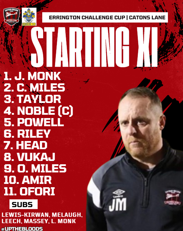 Your semi-final Bloods. ✊ - Skelton still suspended - No Nnamdi but Riley starts - Stan back on the bench Bring it home boys we're all behind you ❤️🖤