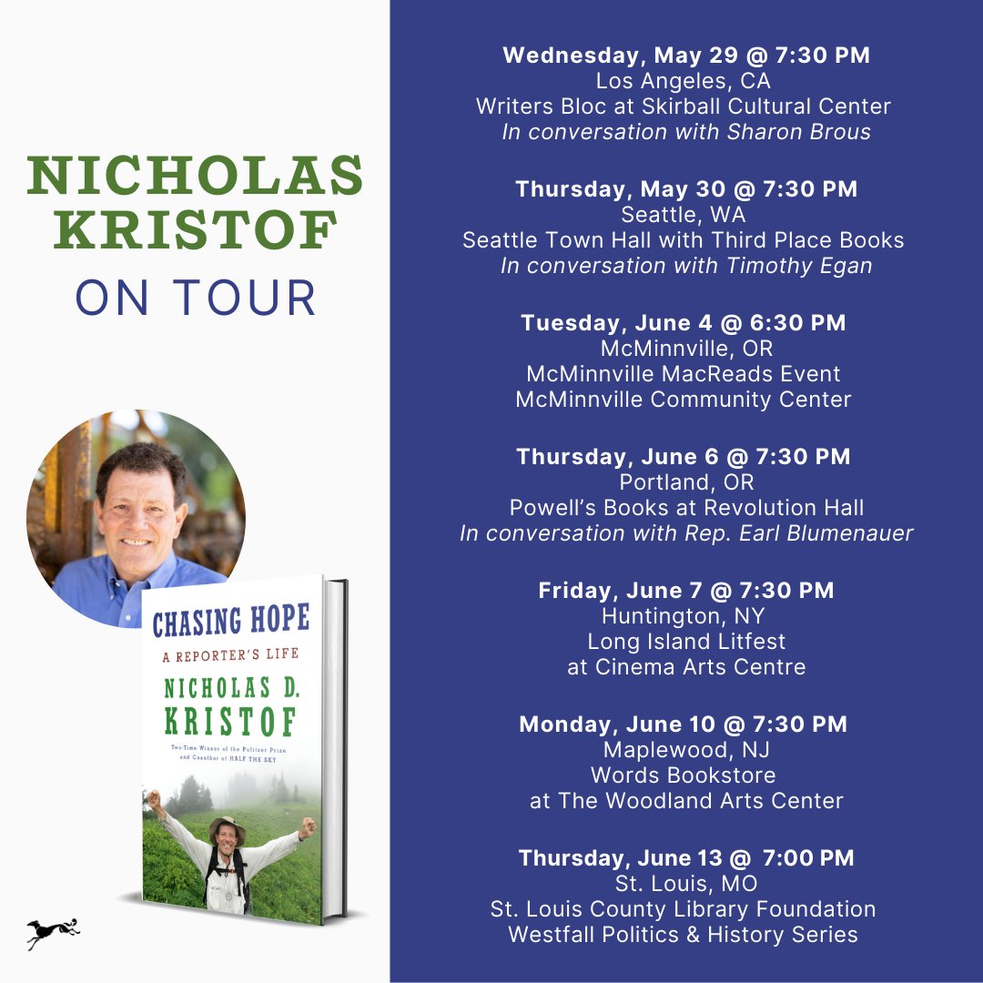 Come meet me on my book tour, beginning May 15, to share my new memoir 'Chasing Hope.' Here are the major stops!