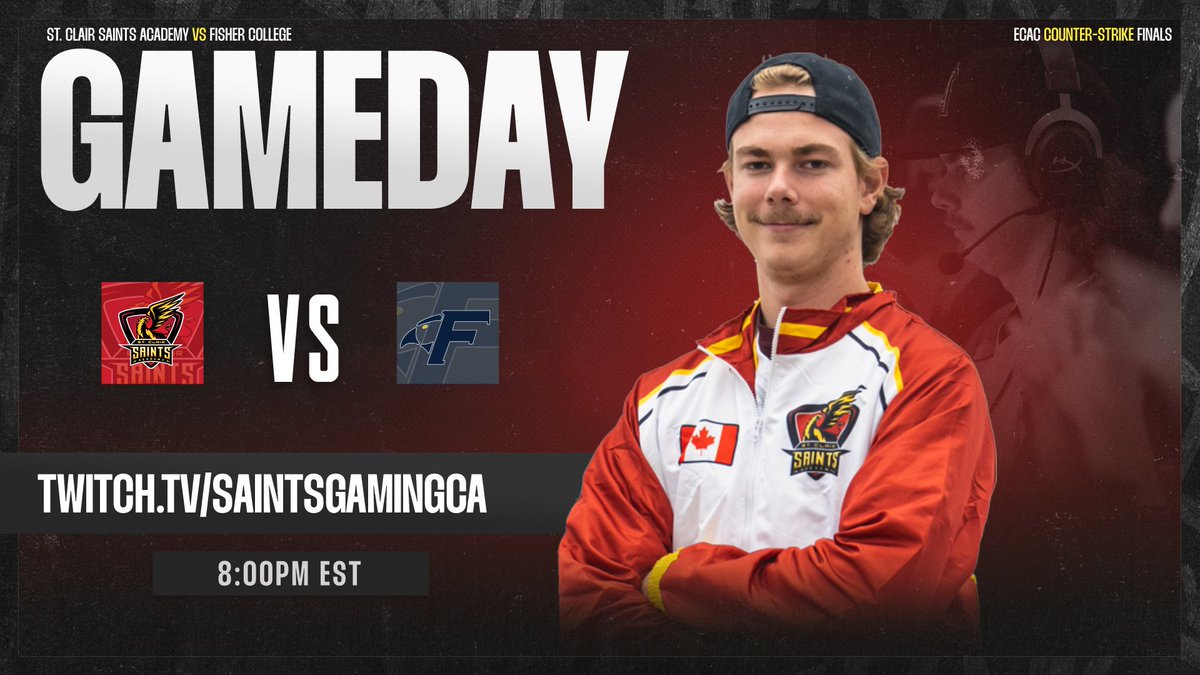 #SaintsCS head into ECAC Finals tonight, time to bring home the dub 💥

🆚<a href="/Fisher_Esports/">Fisher Esports</a> 
⏰8:00PM EST
📺twitch.tv/saintsgamingca