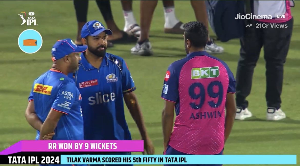 Rohit Sharma & Ravi Ashwin after the match. - Two Legends of the Game.