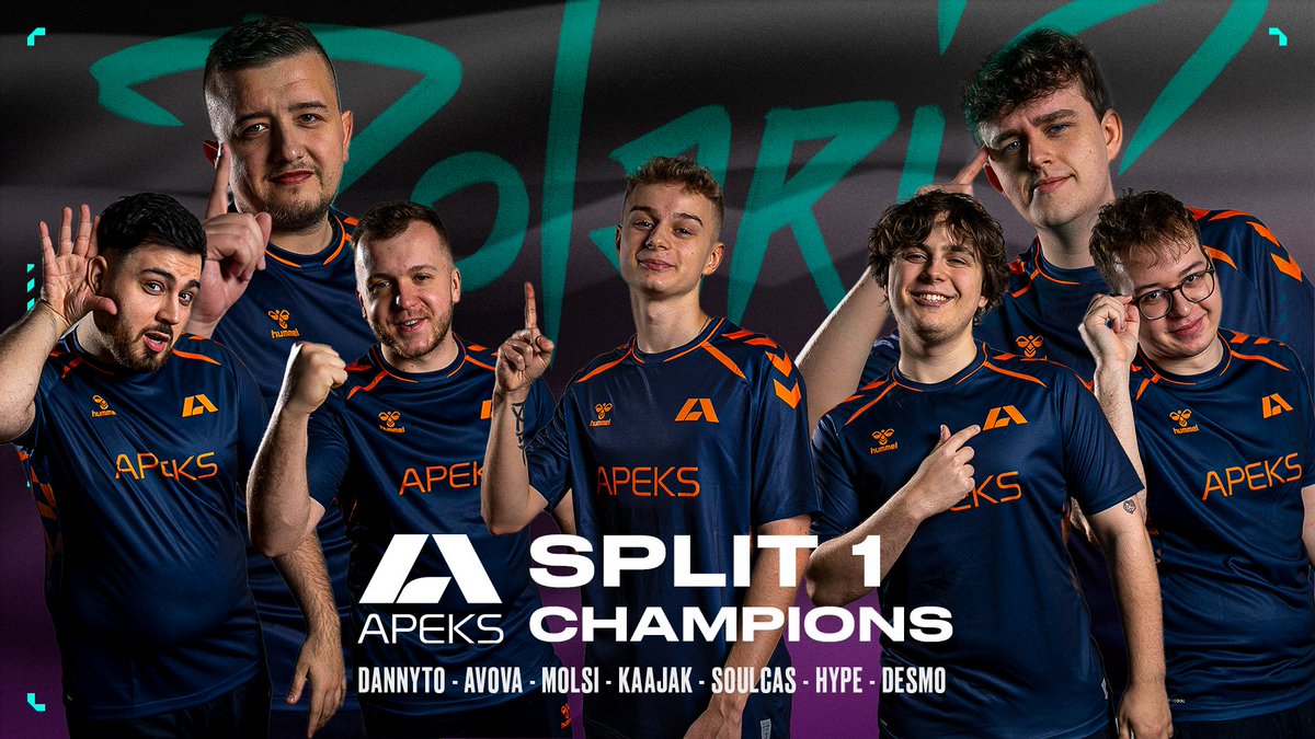 ZERO. MAPS. LOST. A new record in VALORANT Esports and a third trophy in the bag! @ApeksValorant is your Challengers Northern Europe: Polaris Split 1 Champions 👑 ✨ @kaajakval ✨ @molsival ✨ @soulcas_ ✨ @hypeVLR ✨ @AvovAFPS 🧠 @DANNYTO_vlr 🧑‍💼 @DesmoFPS