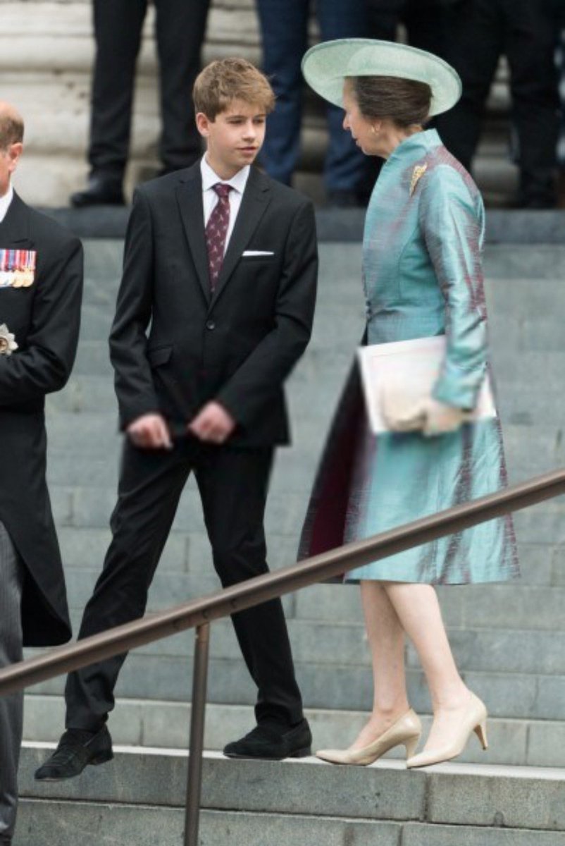 Princess Anne and James, Viscount Severn (later Count of Wessex) leave the Jubilee Service of Thanksgiving for the Queen at St Paul's Cathedral, on 03 June 2022 🥰