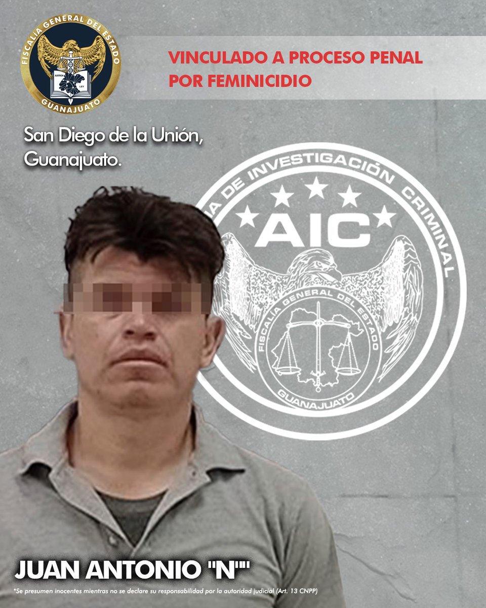 #FGEInforma La #FiscalíaGuanajuato capturó a presunto feminicida y aportó datos de prueba que permitieron fuera vinculado a proceso penal. #LosHechos 6 de abril de 2024 en San Diego de la Unión