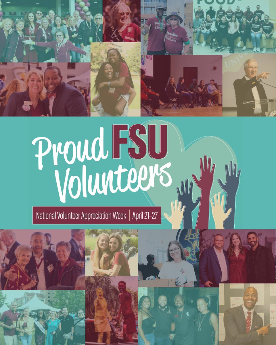 Today marks the beginning of National Volunteer Appreciation Week! This week, we will be highlighting different groups of volunteers who are the core of the Florida State alumni family. Thank you! Thank you! Thank you! ♥️ 💛 ♥️ 💛 #GoNoles