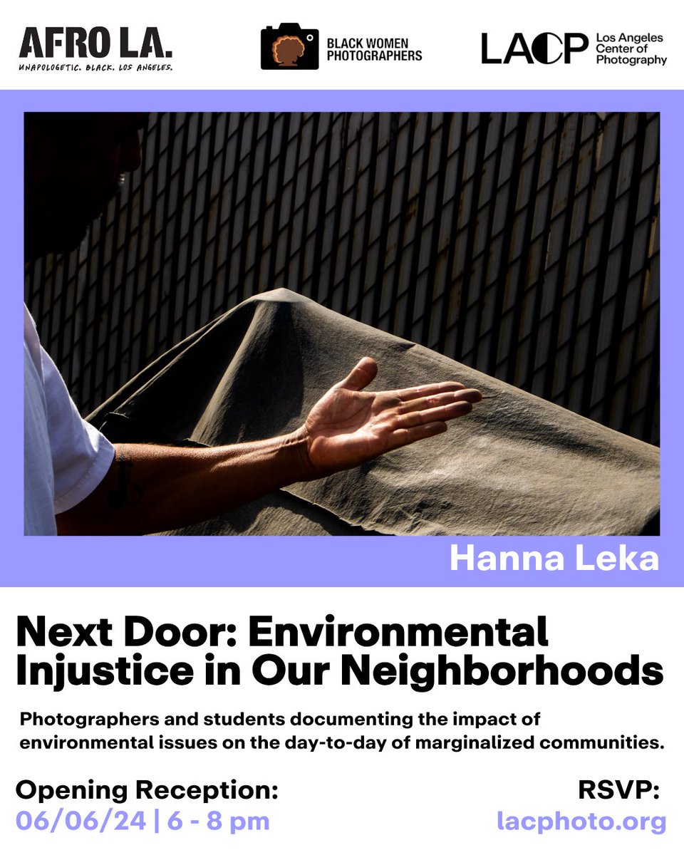 On Earth Day, we’re excited to announce the opening of our latest exhibition: The “Next Door: Environmental Injustice in Our Neighborhoods” exhibition at the Los Angeles Center for Photography! In partnership with @afrolanews. ✨ RSVP for the reception: lacphoto.org/events/next-do…
