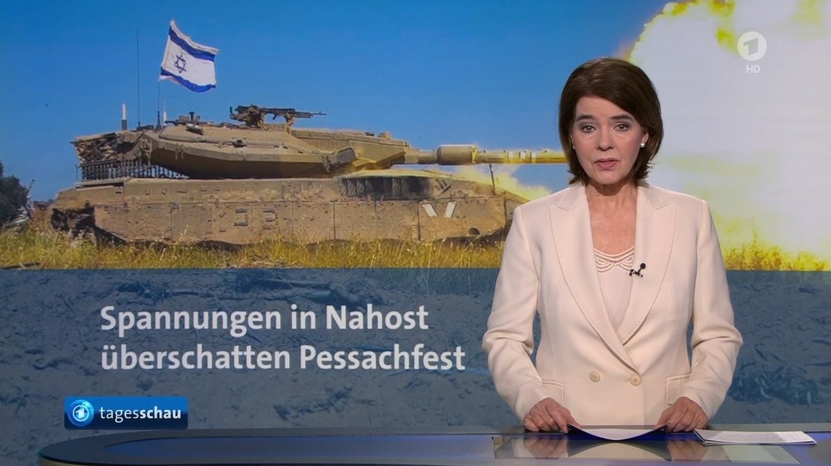 20 Uhr: #Tagesschau -Sprecherin sagt, dass in #Israel die Pessach- 'Feierlichkeiten von den wachsenden Spannungen in der Region überschattet werden'. #ReformOerr #Oerrblog