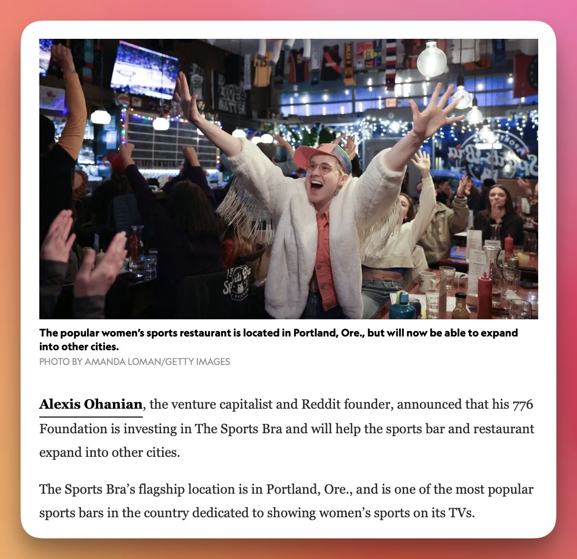 A sports bar dedicated to women's sports could be coming to a city near you. more info: sportico.com/business/comme….