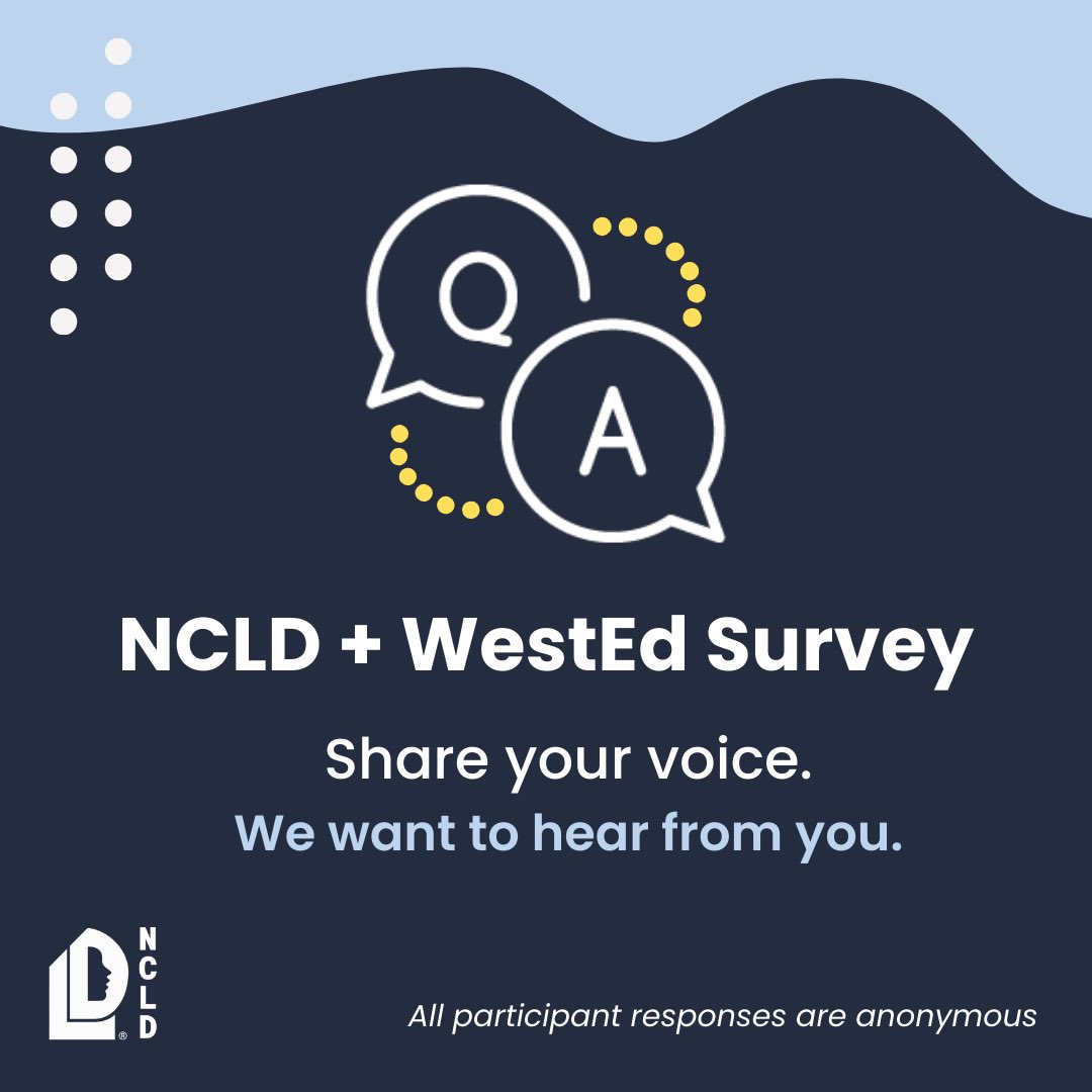 WestEd and the National Center for Learning Disabilities would love to hear from adults with learning disabilities (aged 18-24) about their experiences, perspectives, and opinions as they transitioned out of high school into postsecondary and the workforce. See comment for more…