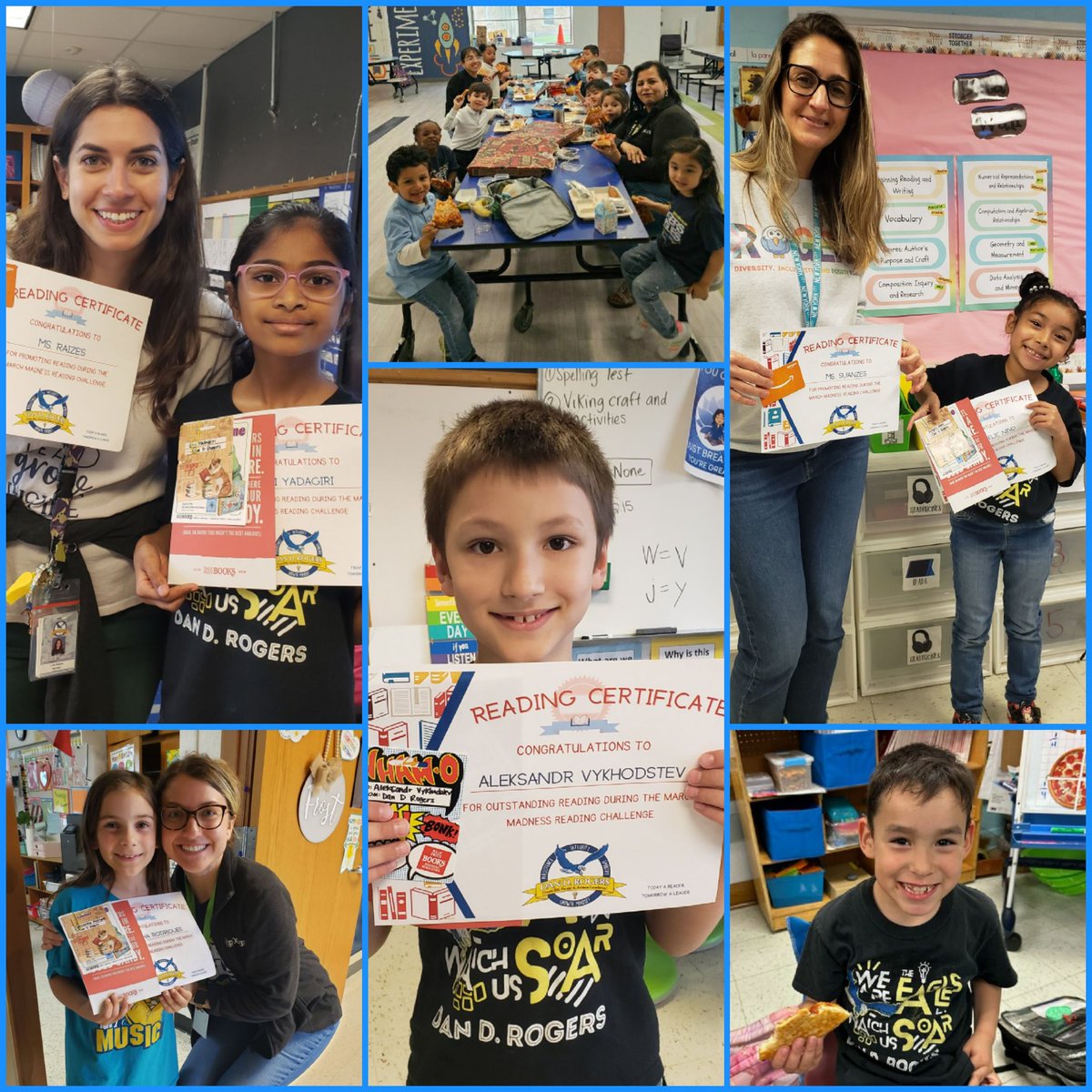 MrsHowell15's tweet photo. We celebrated our March Madness Reading Challenge winners with pizza parties & gift cards to @halfpricebooks so they can keep opening new worlds! Special thanks to TriCore Foundation for sponsoring our Rogers Reads program #readingislit #FUNdamental #EaglesExcellence @TbrandtTom https://t.co/4iA2Opnpv0
